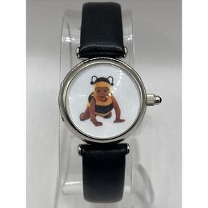 Anne‎ Geddes 2004 Baby Bumblebee Women's Watch Black Leather Band- New Battery